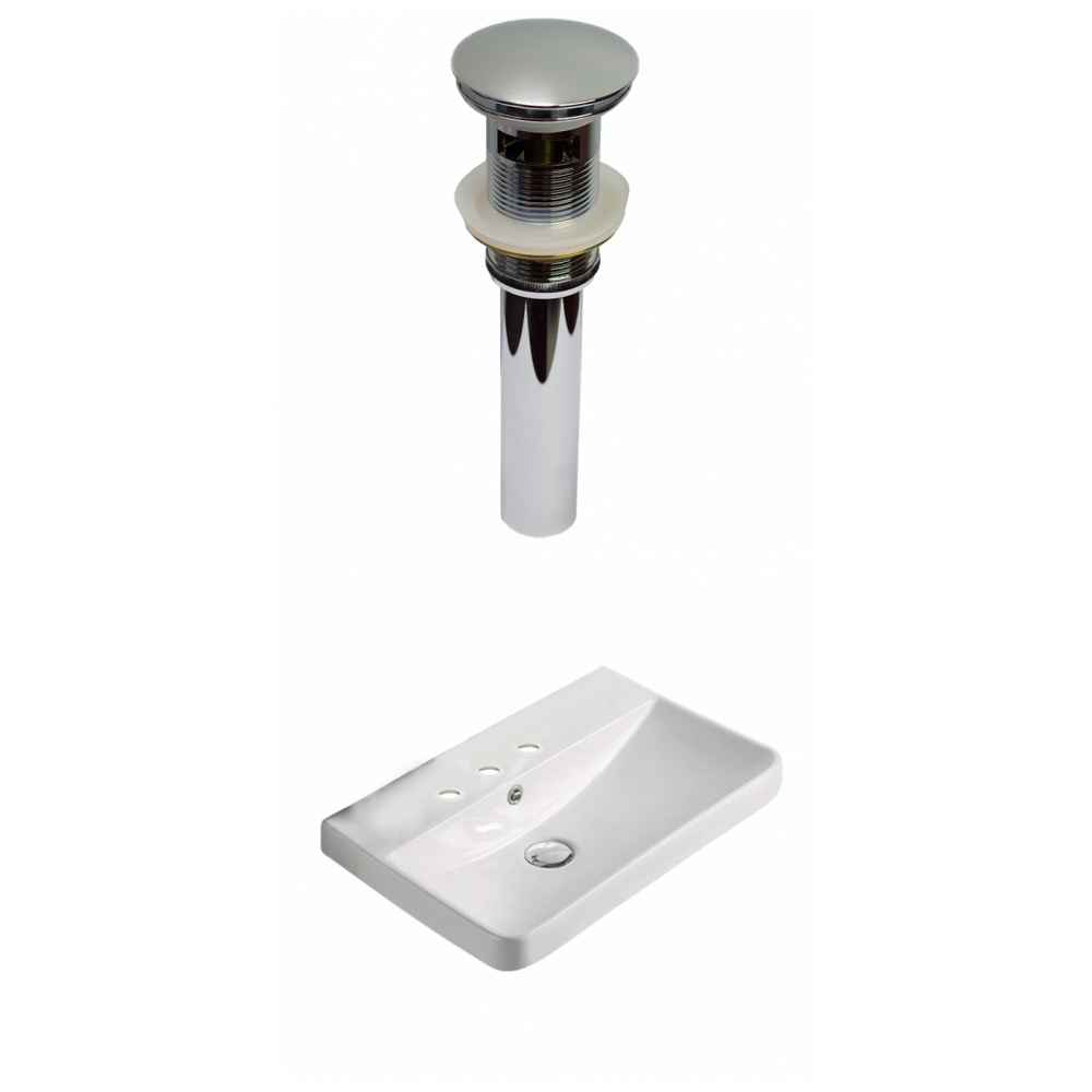 19.88-in. W 3H8-in. Ceramic Top Set In White Color - Overflow Drain Incl.
