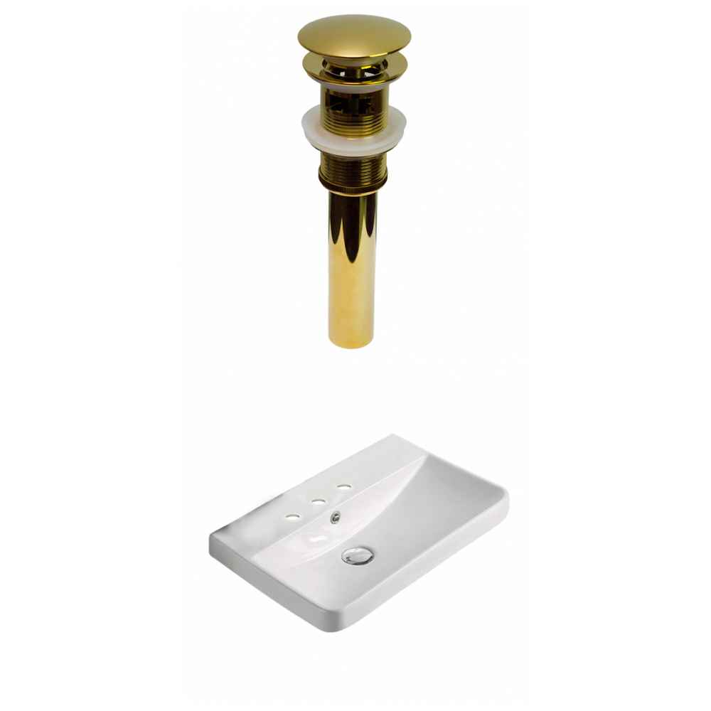 19.88-in. W 3H8-in. Ceramic Top Set In White Color - Overflow Drain Incl.