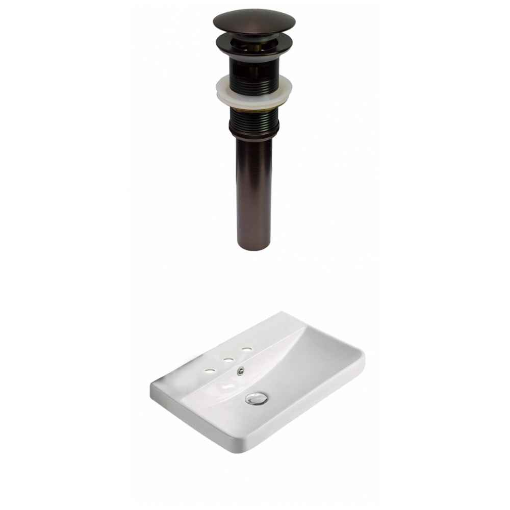 19.88-in. W 3H8-in. Ceramic Top Set In White Color - Overflow Drain Incl.