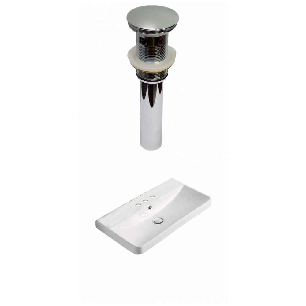 23.82-in. W 3H4-in. Ceramic Top Set In White Color - Overflow Drain Incl.