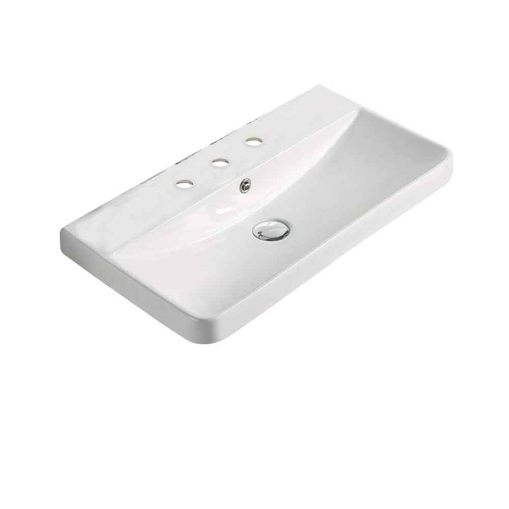 23.82-in. W 3H8-in. Ceramic Top Set In White Color - Overflow Drain Incl.