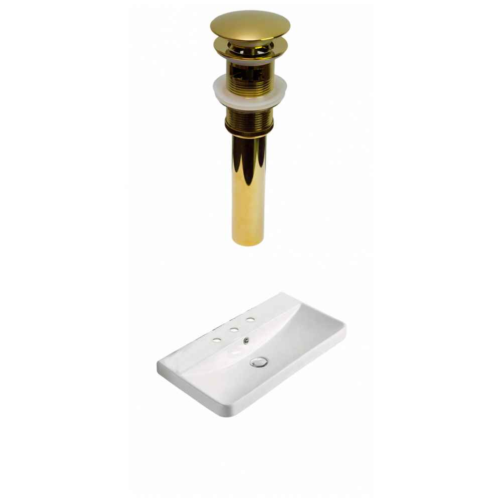 23.82-in. W 3H8-in. Ceramic Top Set In White Color - Overflow Drain Incl.