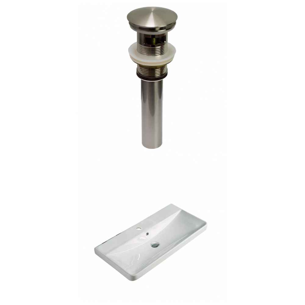 31.89-in. W 1 Hole Ceramic Top Set In White Color - Overflow Drain Incl.