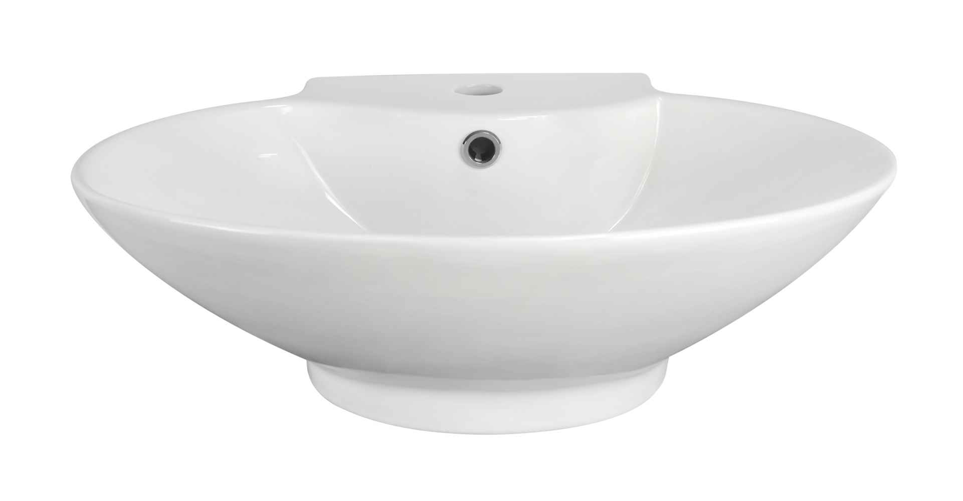 22.75-in. x 17.25-in. Oval Bathroom Vessel Sink Set White Enamel Glaze