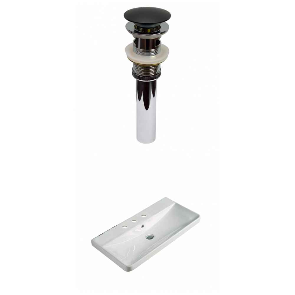 31.89-in. W 3H8-in. Ceramic Top Set In White Color - Overflow Drain Incl.