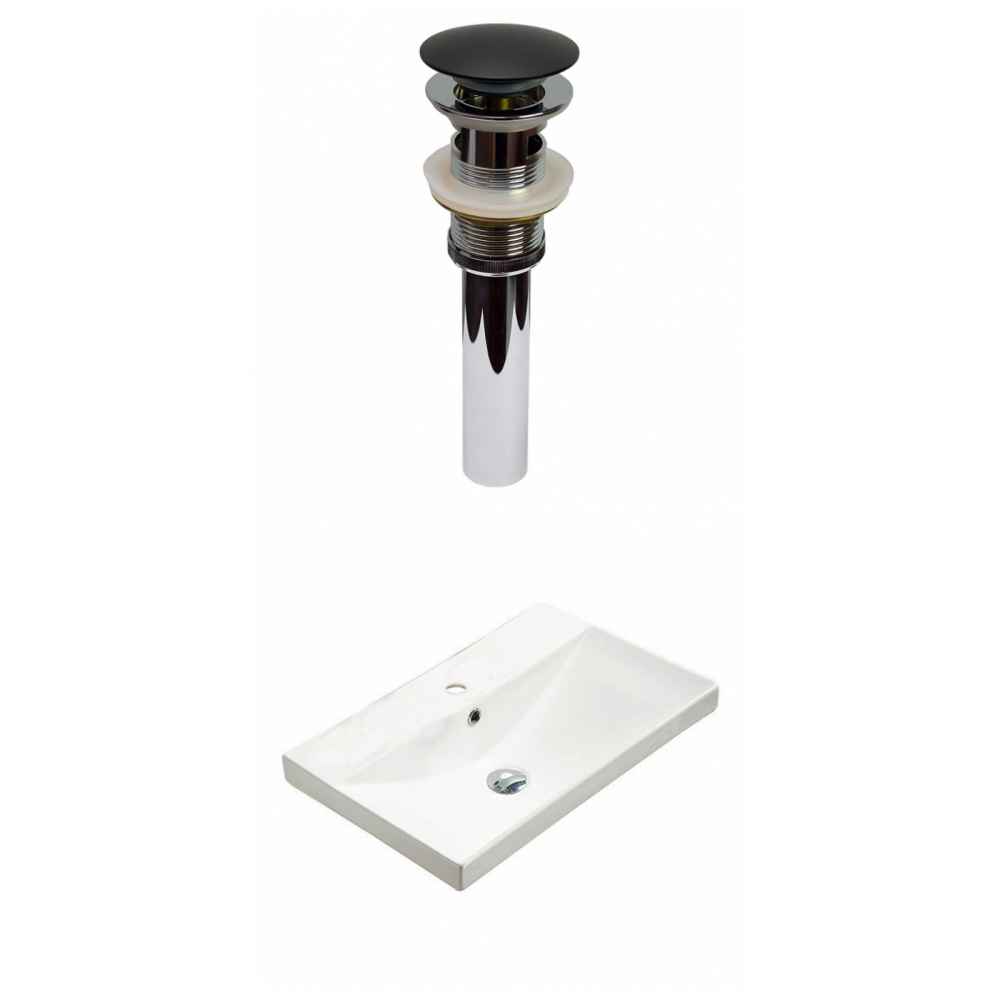 23.86-in. W 1 Hole Ceramic Top Set In White Color - Overflow Drain Incl.