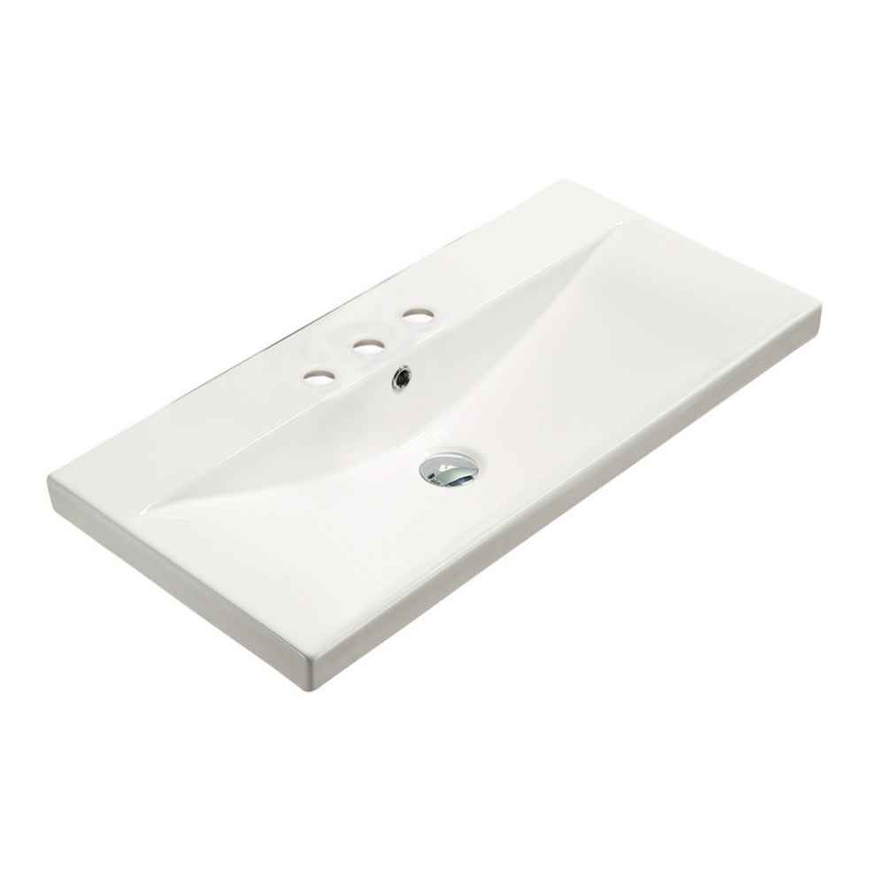 23.86-in. W 3H4-in. Ceramic Top Set In White Color - Overflow Drain Incl.