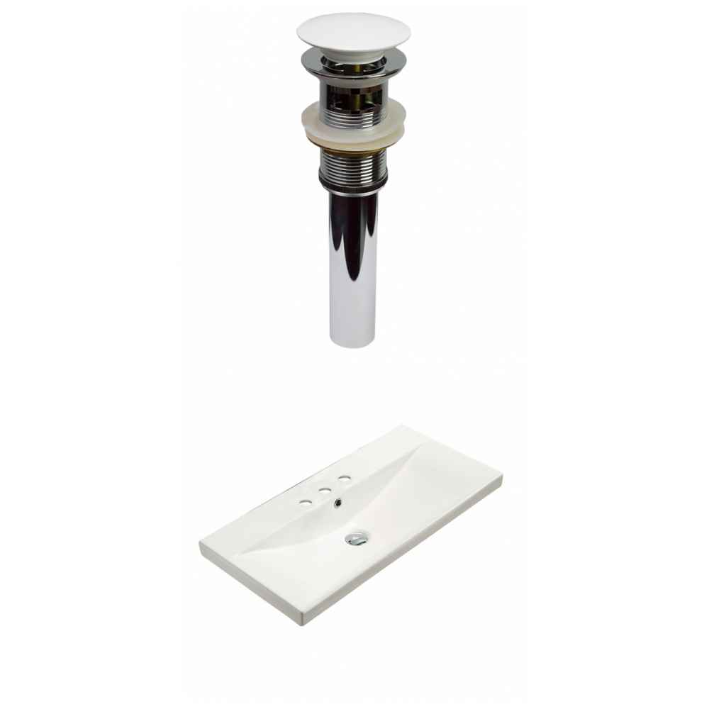 23.86-in. W 3H4-in. Ceramic Top Set In White Color - Overflow Drain Incl.