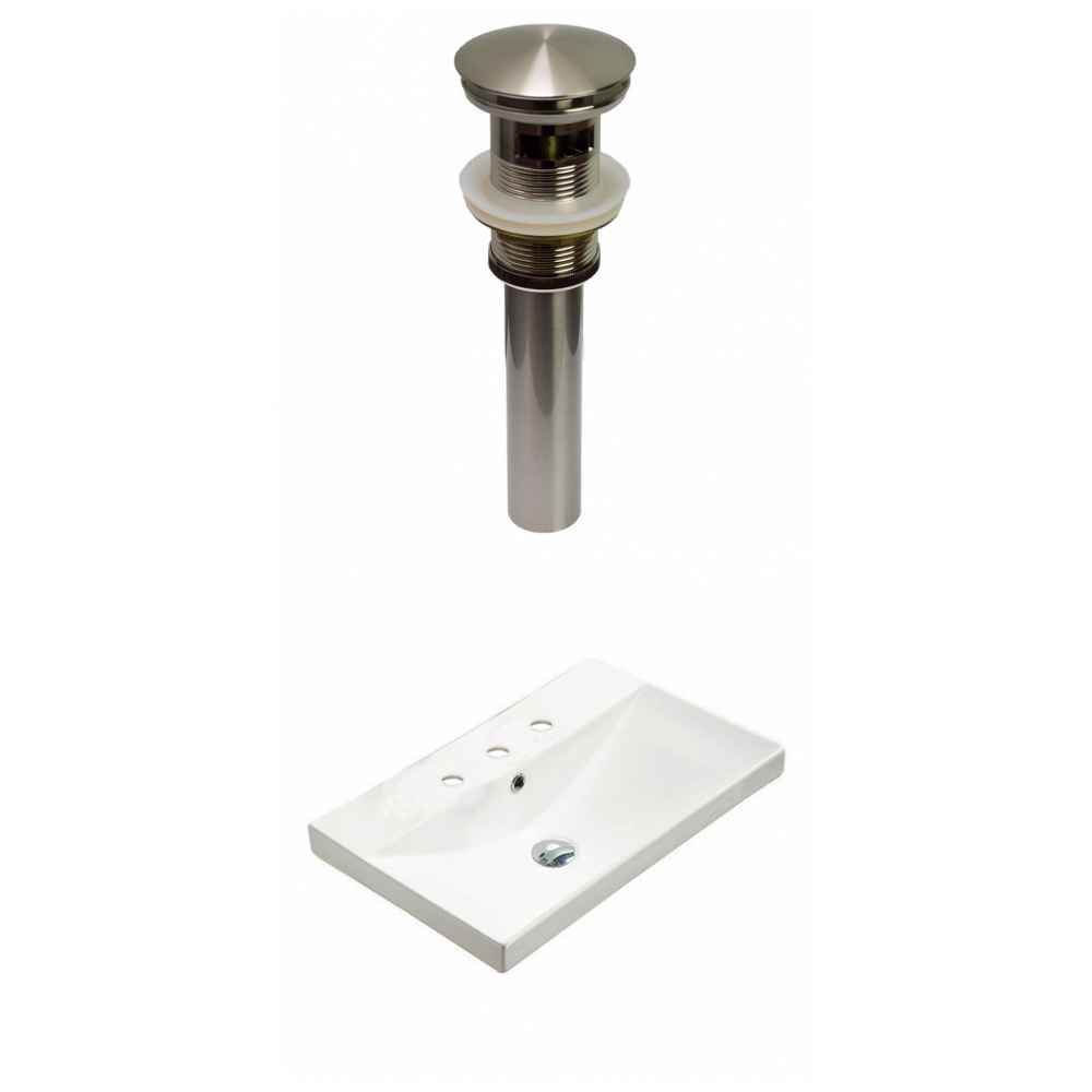 23.86-in. W 3H8-in. Ceramic Top Set In White Color - Overflow Drain Incl.