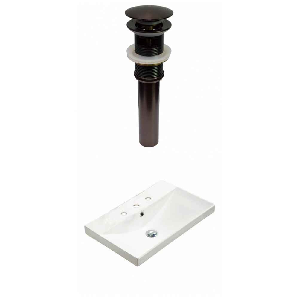 23.86-in. W 3H8-in. Ceramic Top Set In White Color - Overflow Drain Incl.