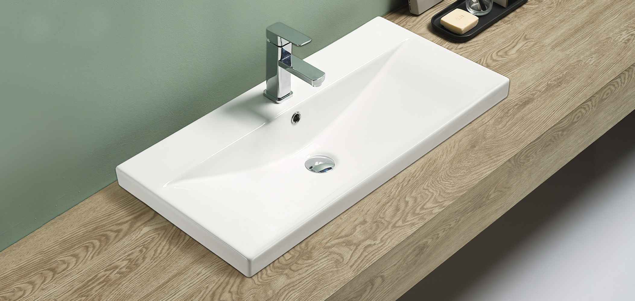 31.73-in. W 1 Hole Ceramic Top Set In White Color - Overflow Drain Incl.