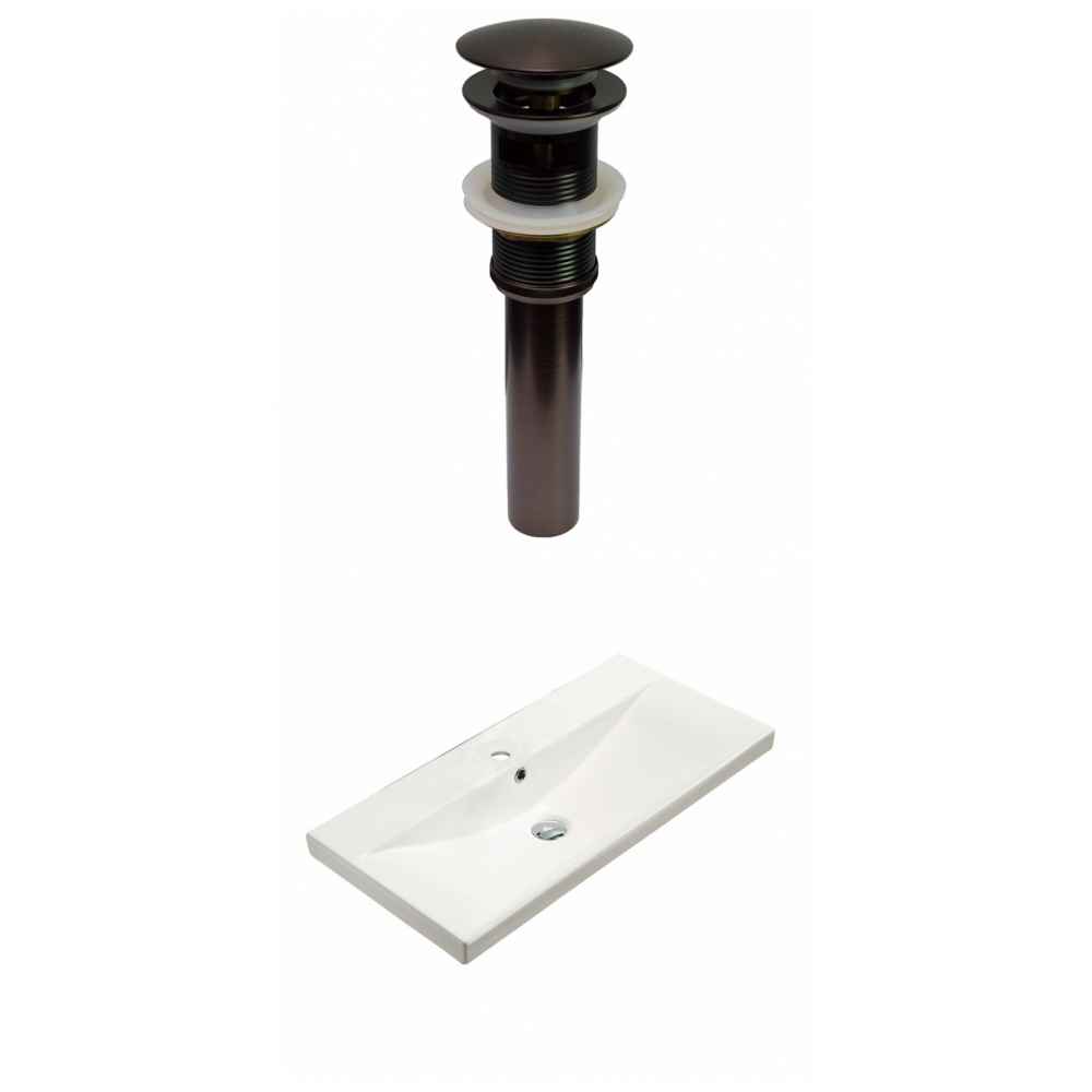 31.73-in. W 1 Hole Ceramic Top Set In White Color - Overflow Drain Incl.