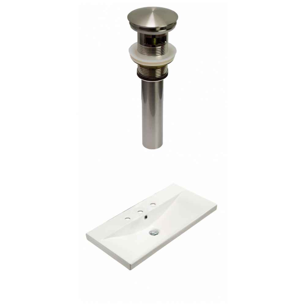 31.73-in. W 3H8-in. Ceramic Top Set In White Color - Overflow Drain Incl.