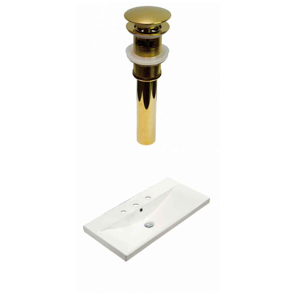 31.73-in. W 3H8-in. Ceramic Top Set In White Color - Overflow Drain Incl.