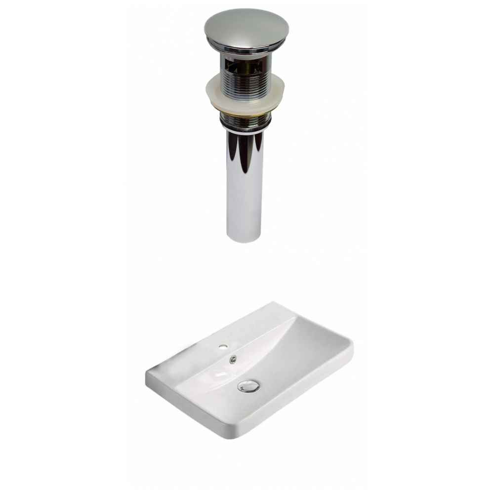 19.88-in. W 1 Hole Ceramic Top Set In White Color - Overflow Drain Incl.