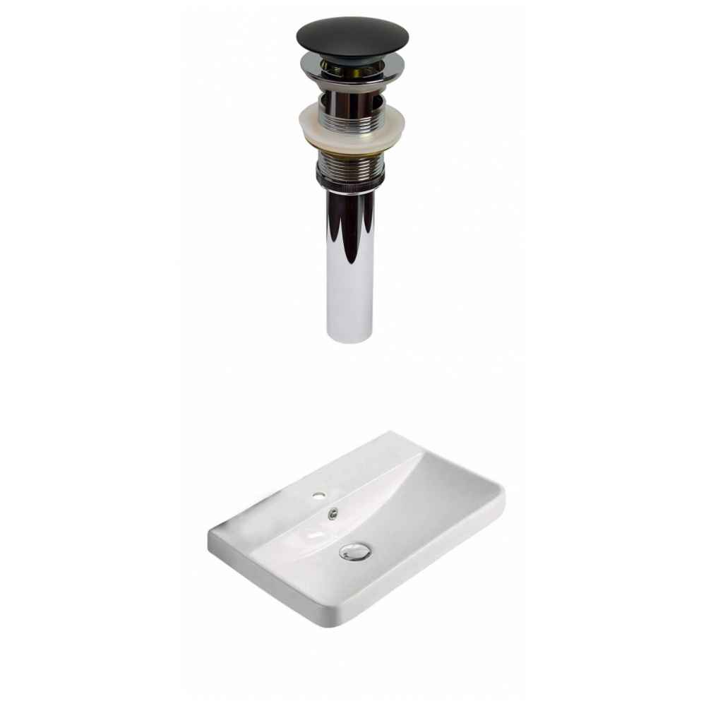 19.88-in. W 1 Hole Ceramic Top Set In White Color - Overflow Drain Incl.