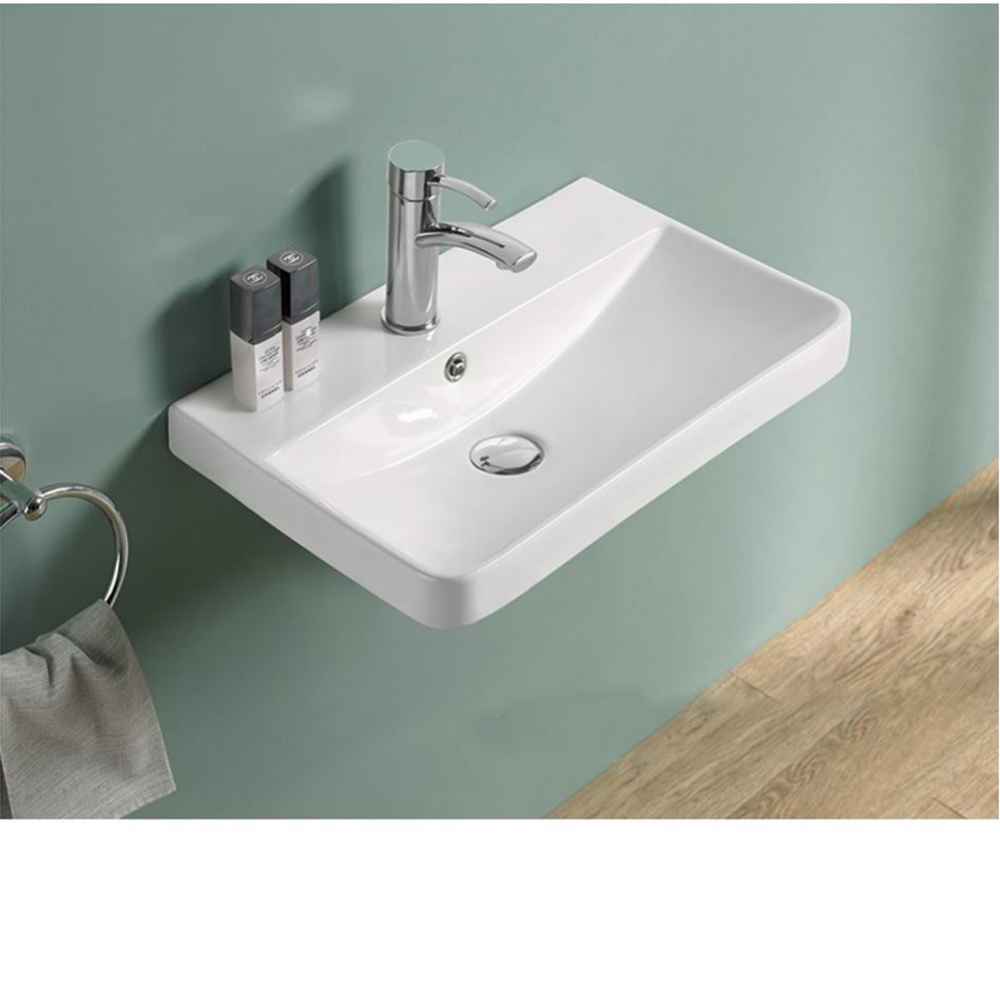 19.88-in. W 1 Hole Ceramic Top Set In White Color - Overflow Drain Incl.