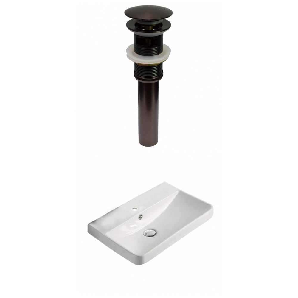19.88-in. W 1 Hole Ceramic Top Set In White Color - Overflow Drain Incl.