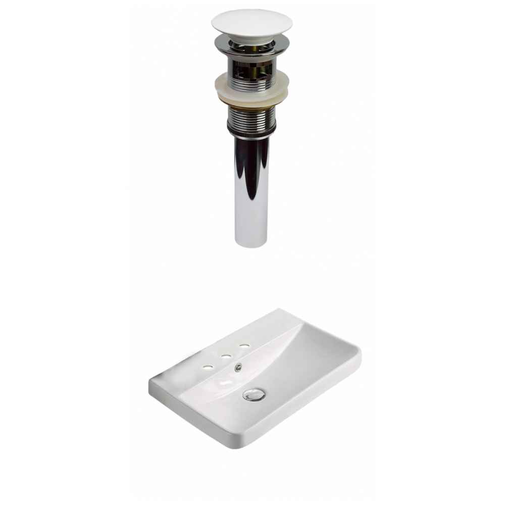 19.88-in. W 3H8-in. Ceramic Top Set In White Color - Overflow Drain Incl.
