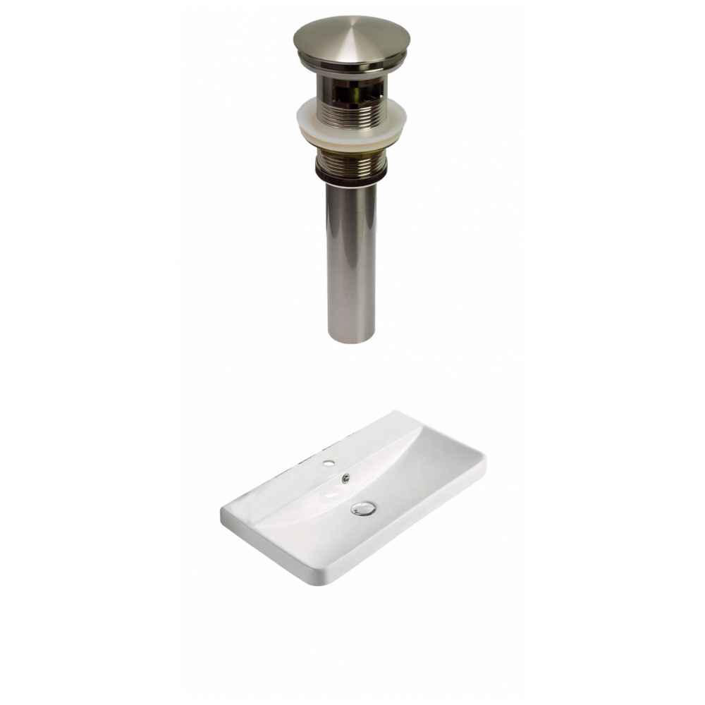 23.82-in. W 1 Hole Ceramic Top Set In White Color - Overflow Drain Incl.
