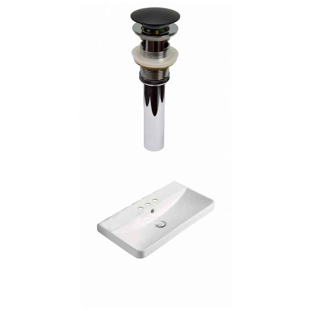 23.82-in. W 3H4-in. Ceramic Top Set In White Color - Overflow Drain Incl.
