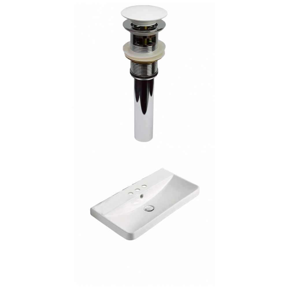 23.82-in. W 3H4-in. Ceramic Top Set In White Color - Overflow Drain Incl.
