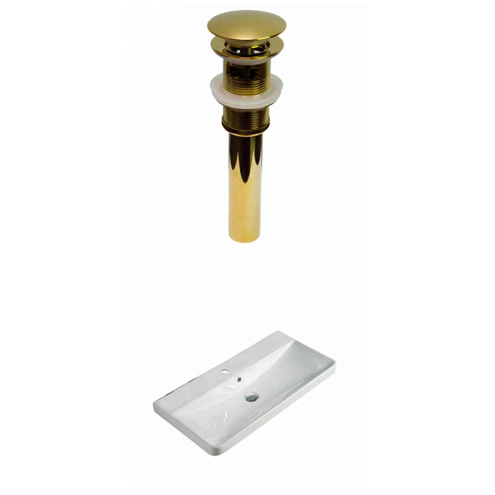 31.89-in. W 1 Hole Ceramic Top Set In White Color - Overflow Drain Incl.