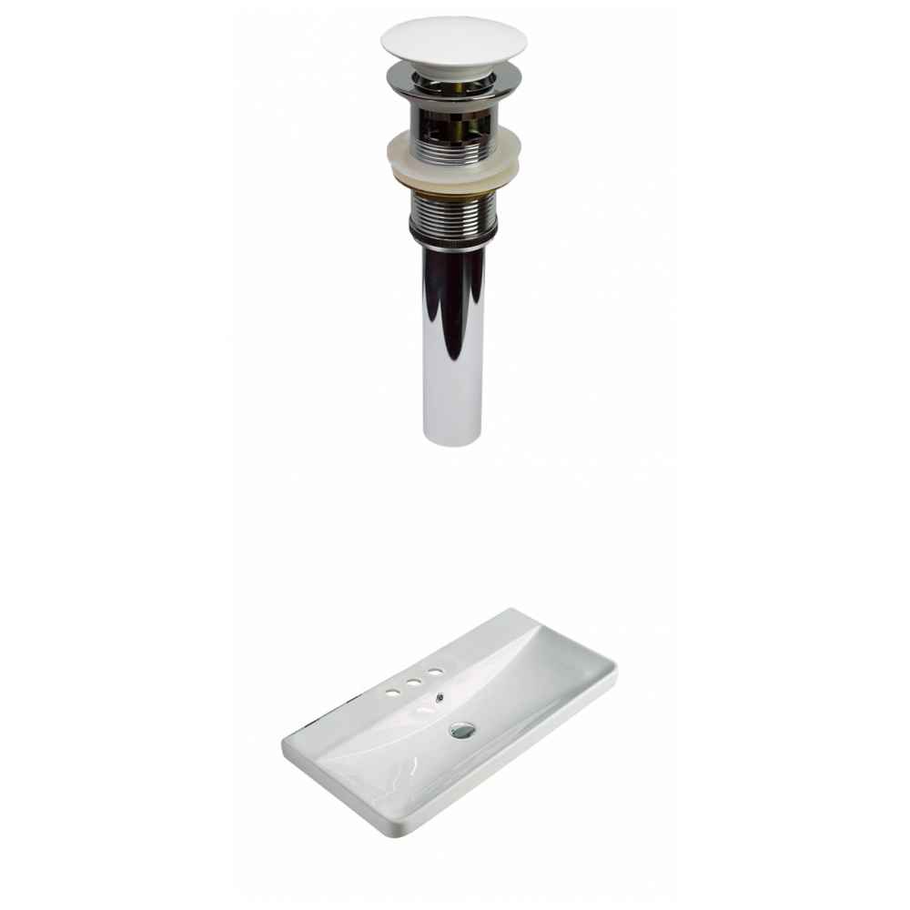 31.89-in. W 3H4-in. Ceramic Top Set In White Color - Overflow Drain Incl.