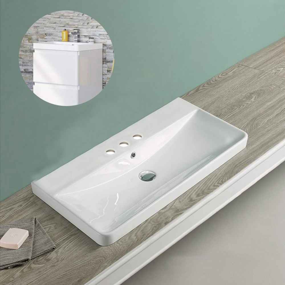 31.89-in. W 3H4-in. Ceramic Top Set In White Color - Overflow Drain Incl.