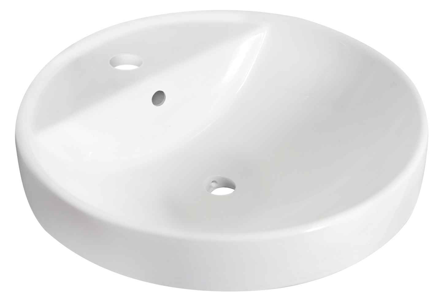 18.25-in. x 18.25-in. Round Bathroom Vessel Sink Set White Enamel Glaze