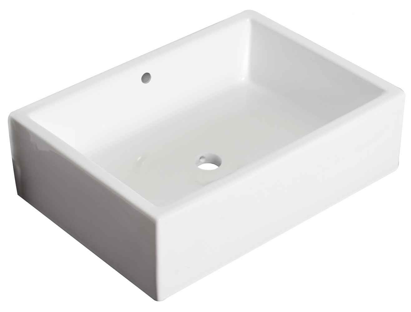 20-in. x 14.25-in. Rectangle Bathroom Vessel Sink Set White Enamel Glaze