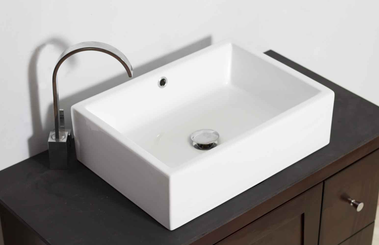 20-in. x 14.25-in. Rectangle Bathroom Vessel Sink Set White Enamel Glaze