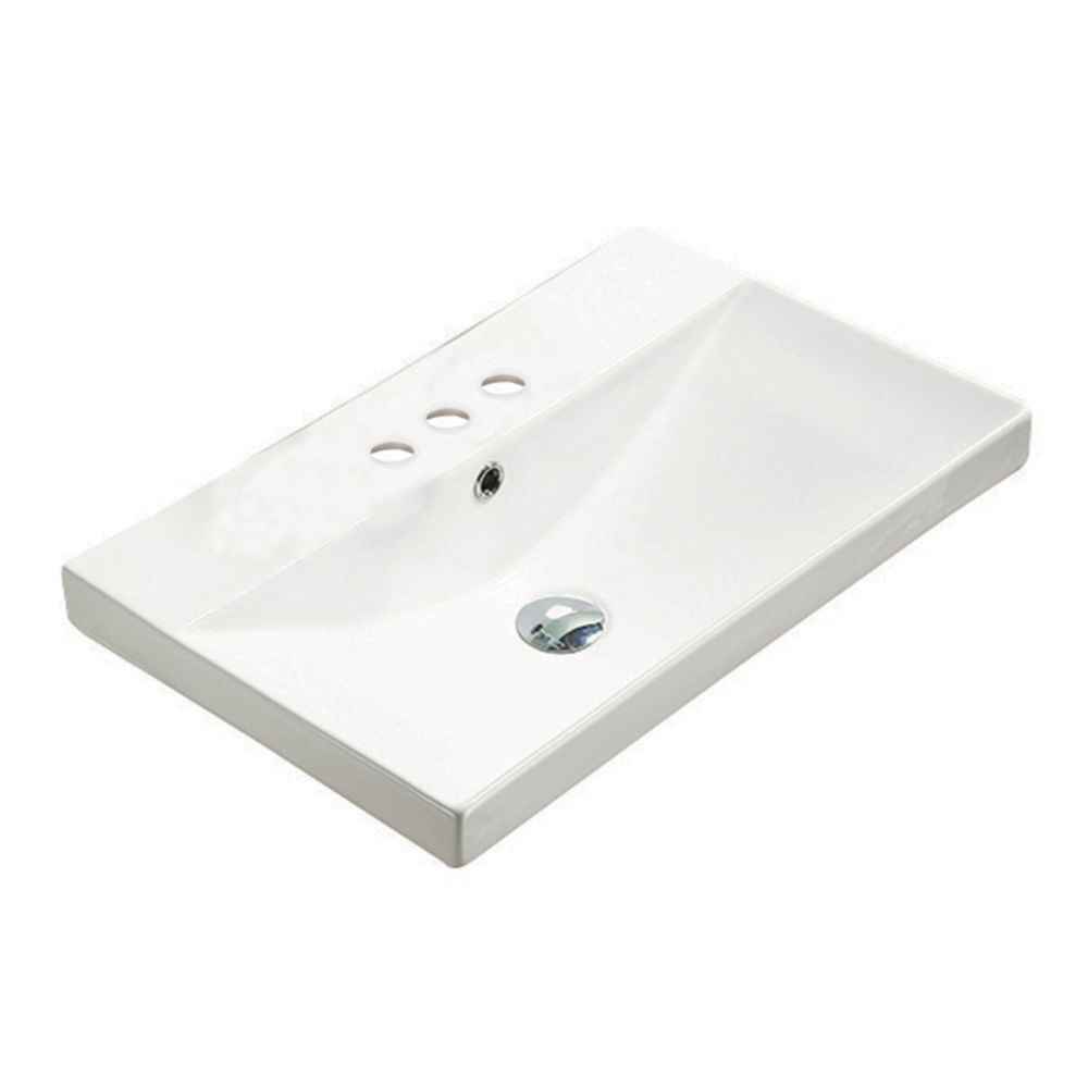 23.86-in. W 3H4-in. Ceramic Top Set In White Color - Overflow Drain Incl.