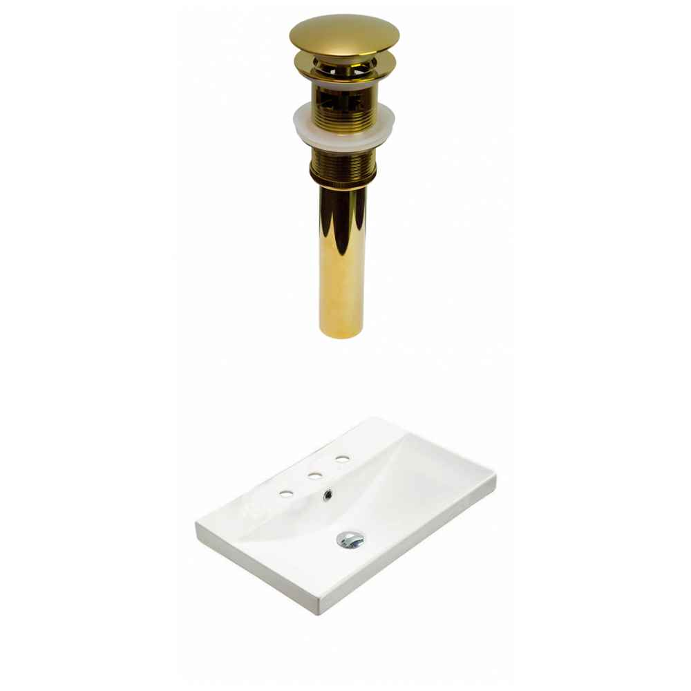 23.86-in. W 3H8-in. Ceramic Top Set In White Color - Overflow Drain Incl.