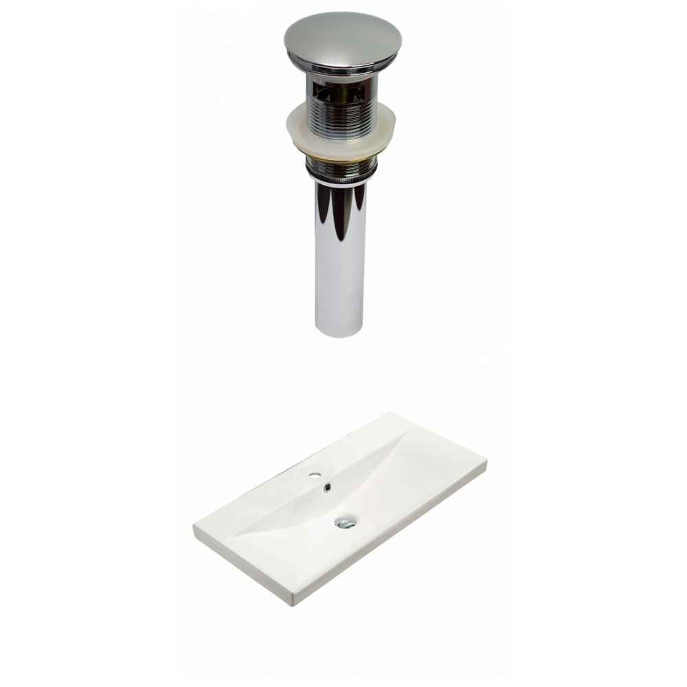 31.73-in. W 1 Hole Ceramic Top Set In White Color - Overflow Drain Incl.