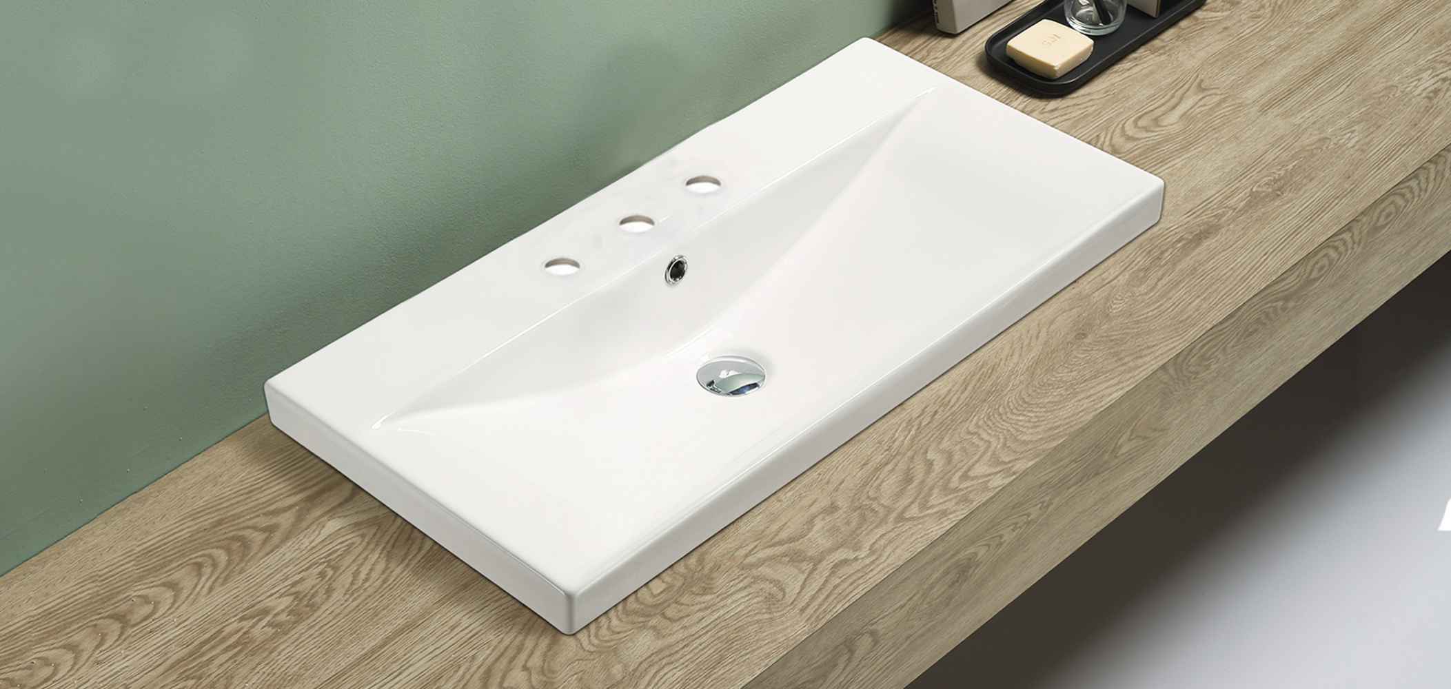 31.73-in. W 3H8-in. Ceramic Top Set In White Color - Overflow Drain Incl.