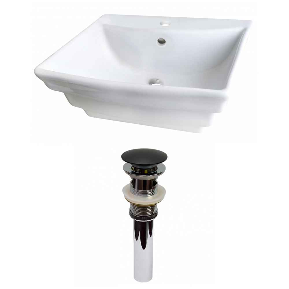 19.75-in. x 17-in. Rectangle Bathroom Vessel Sink Set White Enamel Glaze