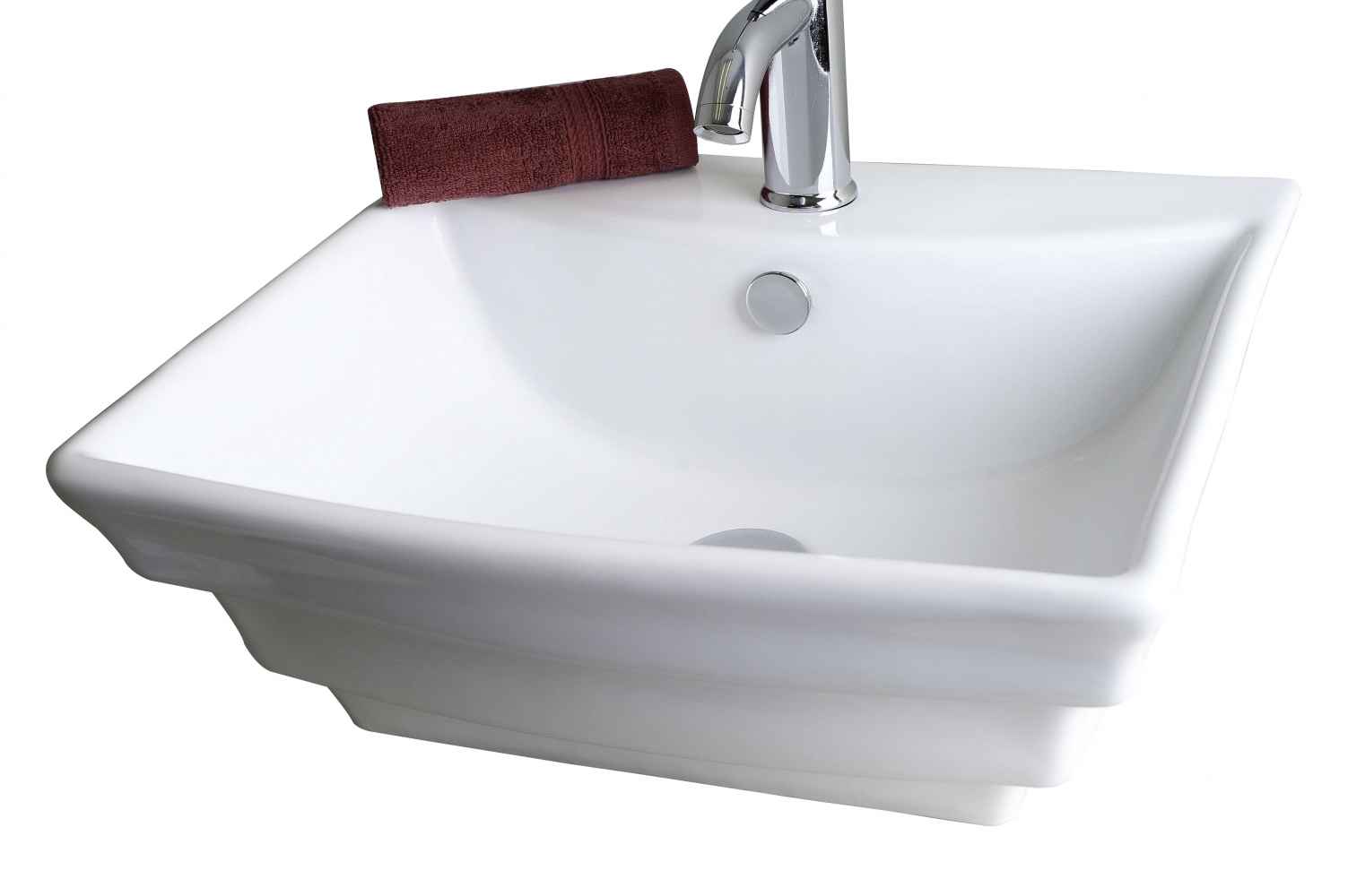 19.75-in. x 17-in. Rectangle Bathroom Vessel Sink Set White Enamel Glaze
