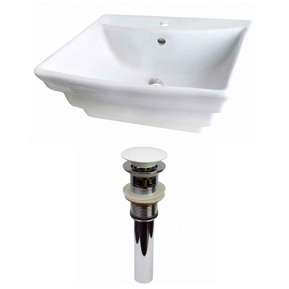 19.75-in. x 17-in. Rectangle Bathroom Vessel Sink Set White Enamel Glaze