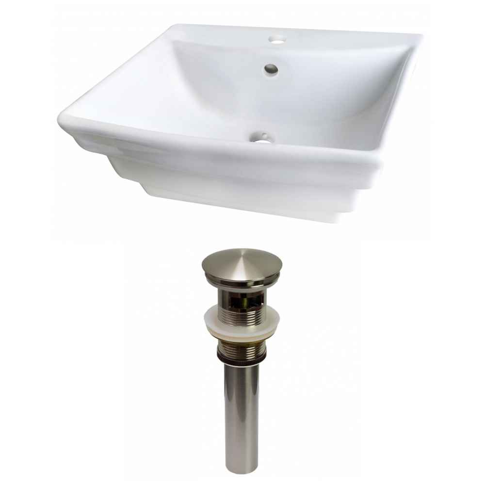19.75-in. x 17-in. Rectangle Bathroom Vessel Sink Set White Enamel Glaze
