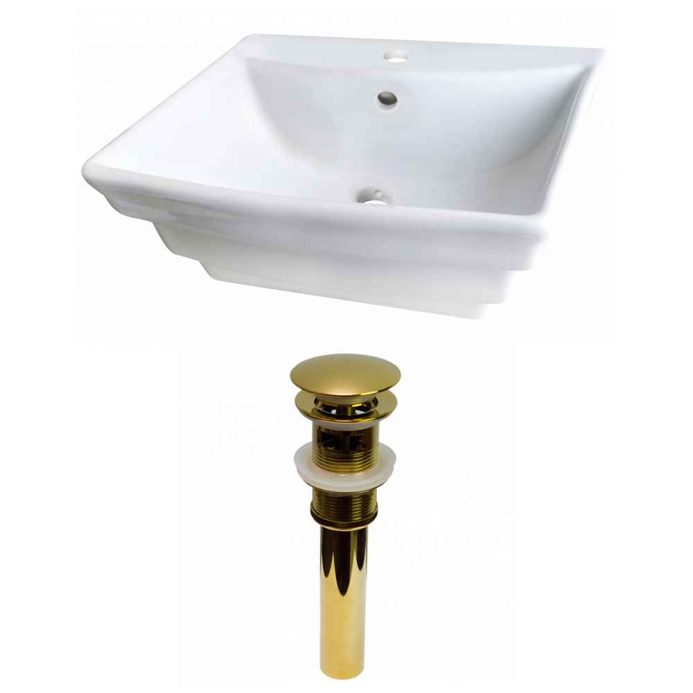 19.75-in. x 17-in. Rectangle Bathroom Vessel Sink Set White Enamel Glaze