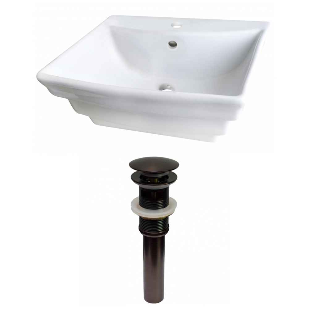 19.75-in. x 17-in. Rectangle Bathroom Vessel Sink Set White Enamel Glaze