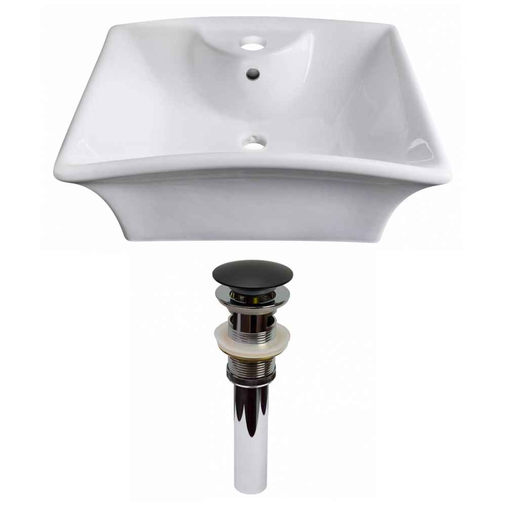 19.5-in. x 16.25-in. Rectangle Bathroom Vessel Sink Set White Enamel Glaze