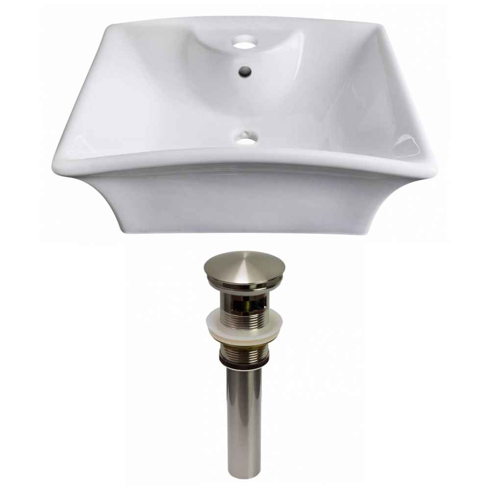 19.5-in. x 16.25-in. Rectangle Bathroom Vessel Sink Set White Enamel Glaze