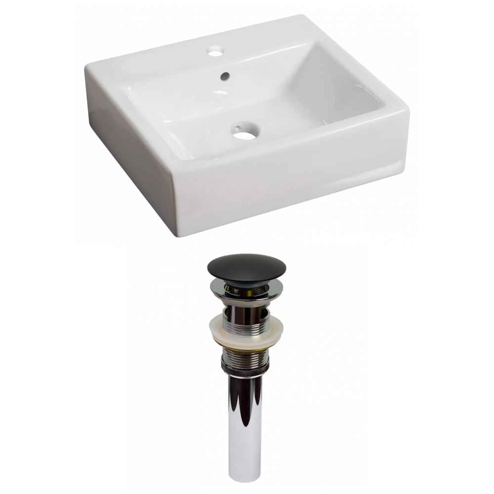 21-in. x 16.5-in. Rectangle Bathroom Vessel Sink Set White Enamel Glaze