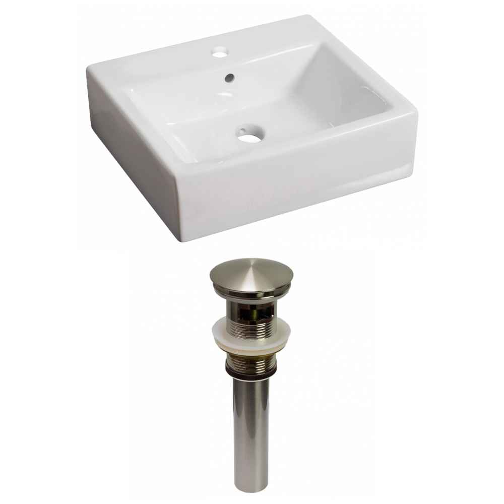 21-in. x 16.5-in. Rectangle Bathroom Vessel Sink Set White Enamel Glaze
