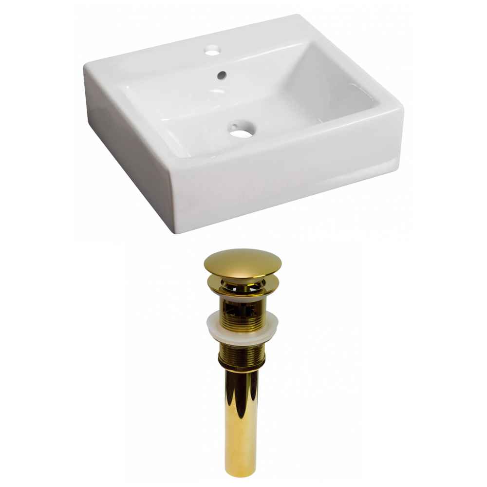21-in. x 16.5-in. Rectangle Bathroom Vessel Sink Set White Enamel Glaze