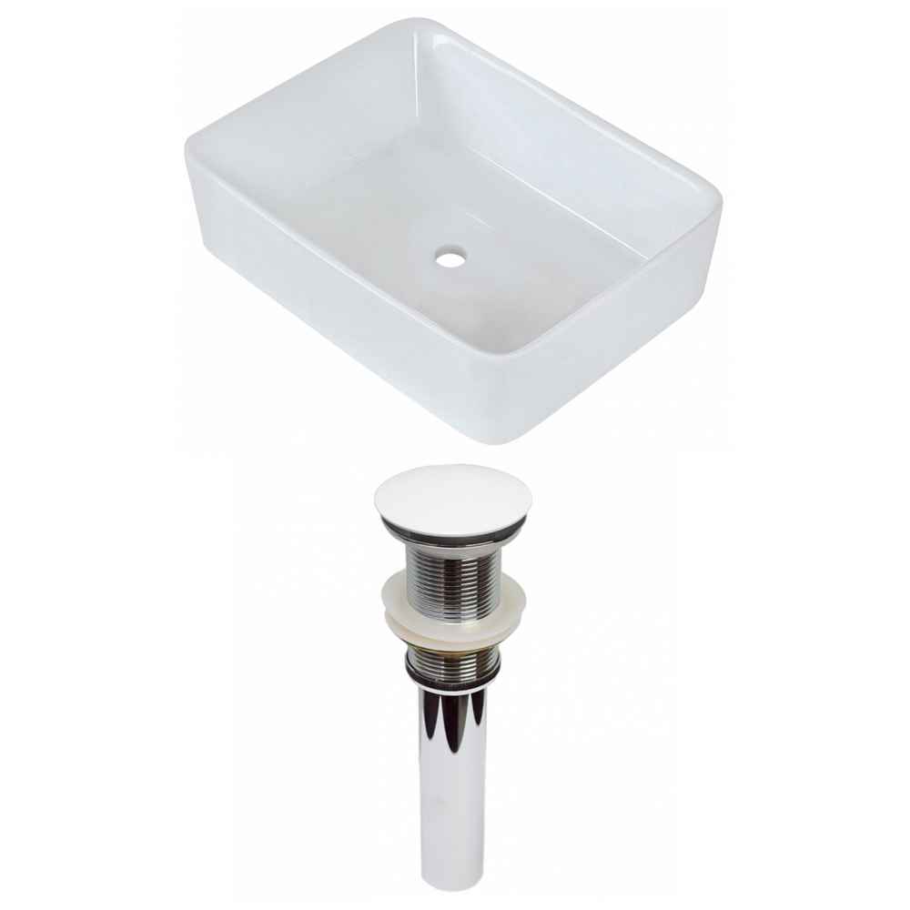 18.75-in. x 14.75-in. Rectangle Bathroom Vessel Sink Set White Enamel Glaze