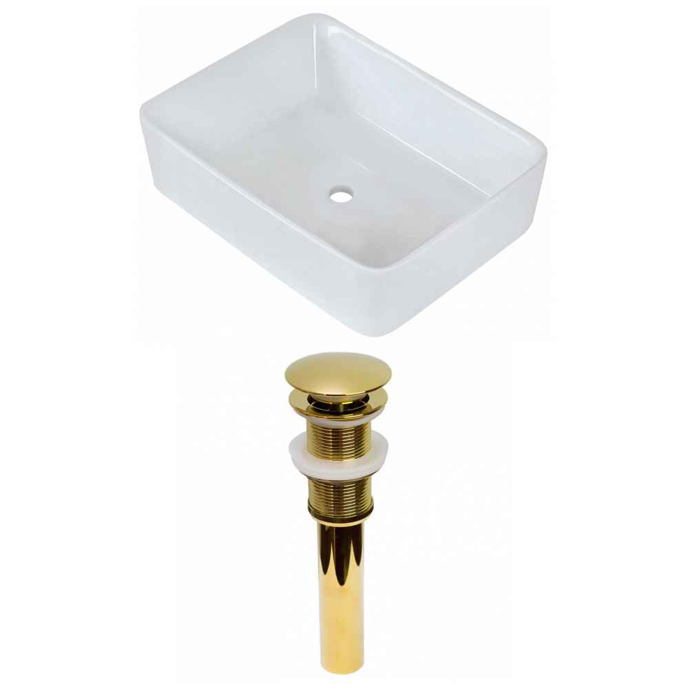 18.75-in. x 14.75-in. Rectangle Bathroom Vessel Sink Set White Enamel Glaze