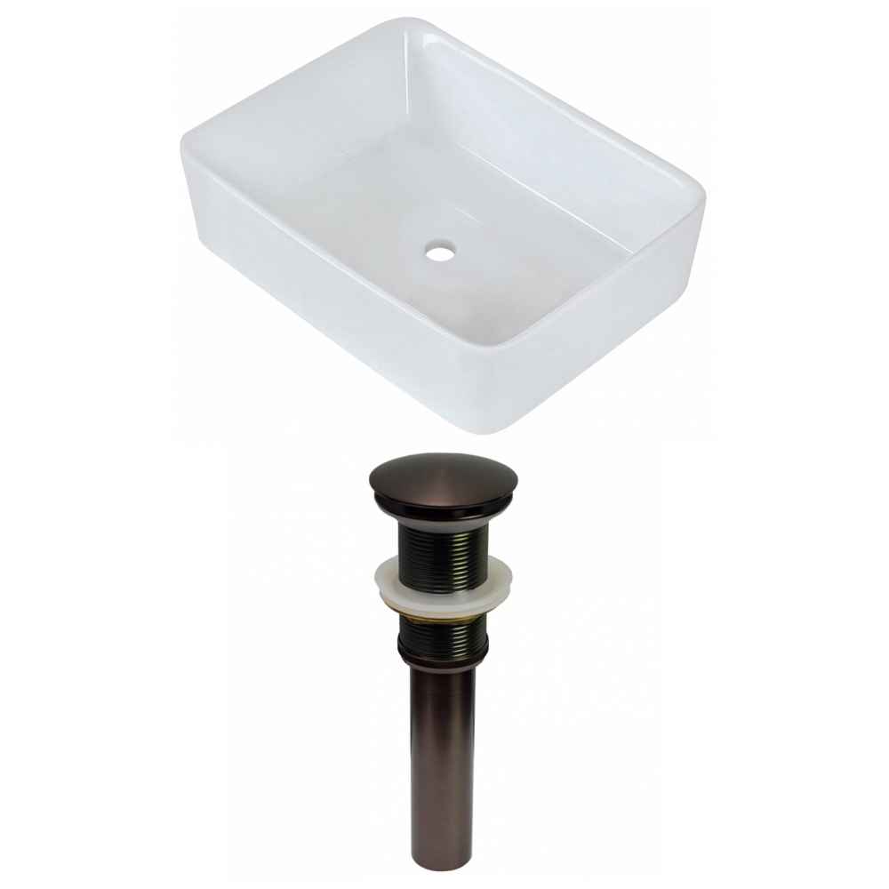 18.75-in. x 14.75-in. Rectangle Bathroom Vessel Sink Set White Enamel Glaze